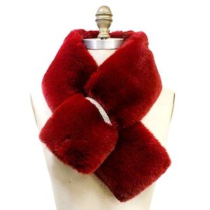 Burgundy Faux Fur Bling Style Pull Through Scarf Collar Winter Fashion Accessory